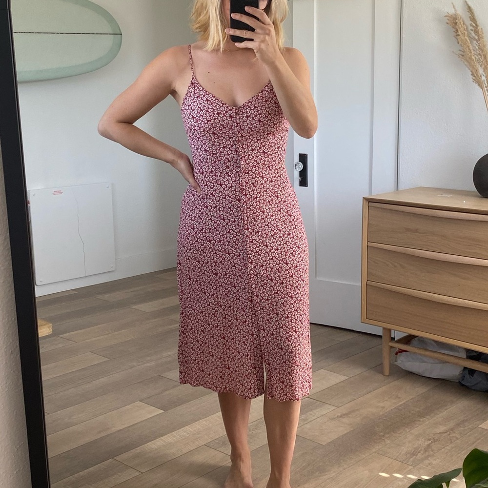 Abercrombie & Fitch Button Down Midi Slip Dress